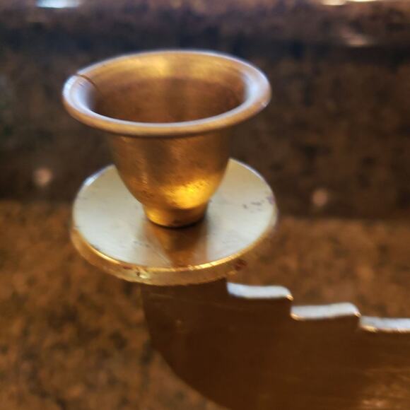 Vintage 1990's Hen Holon Israel Shabbat Brass Enamel Candle Holder - Picture 4 of 5